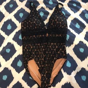 Black lace one piece swimsuit NWT